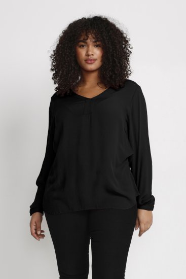 Kaffe Curve Ami Lange mouw Blouse Diepzwart - T-shirts - 