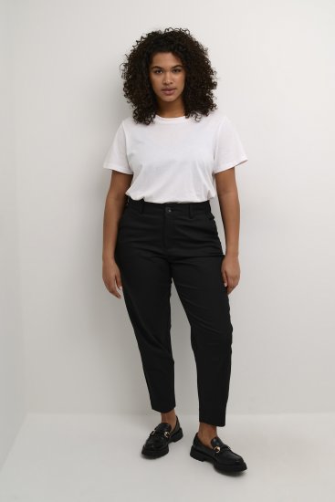 Kaffe Curve Leana Chino Broek 7/8 Diep Zwart - Jeans & Broeken in Grote Maten – Plus Size - 
