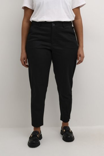 Kaffe Curve Leana Chino Broek 7/8 Diep Zwart - Jeans & Broeken in Grote Maten – Plus Size - 