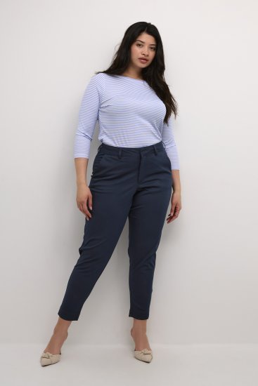 Kaffe Curve Leana Chino Broek 7/8 Middernacht Marineblauw - Jeans & Broeken in Grote Maten – Plus Size - 