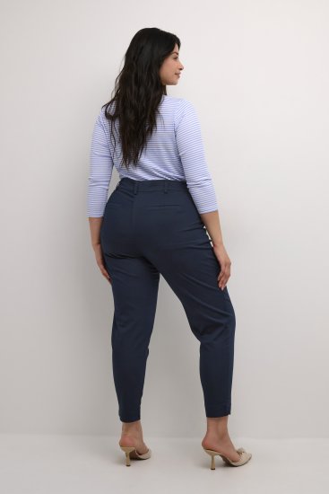 Kaffe Curve Leana Chino Broek 7/8 Middernacht Marineblauw - Jeans & Broeken in Grote Maten – Plus Size - 