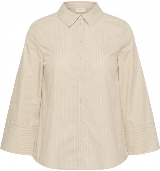 Kaffe Curve Josa Shirt Feather Grey Stripe - Blouseshirts - 