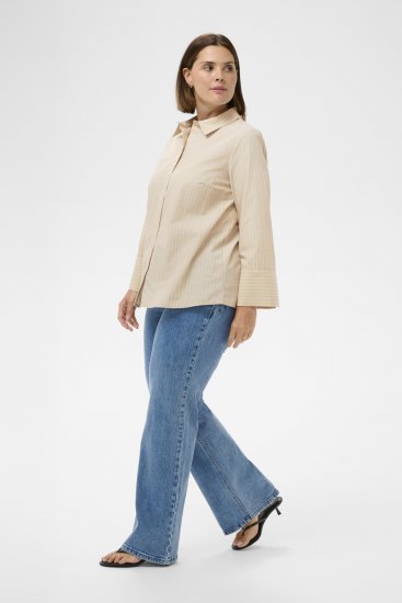 Kaffe Curve Josa Shirt Feather Grey Stripe - Blouseshirts - 