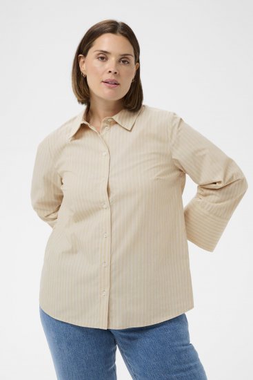 Kaffe Curve Josa Shirt Feather Grey Stripe - Blouseshirts - 