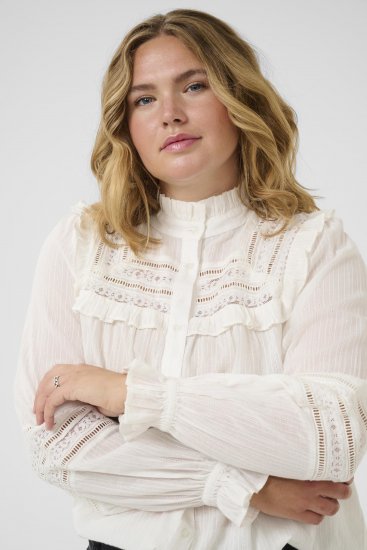 Kaffe Curve Jessa Shirt Long Sleeve White - Blouseshirts - 