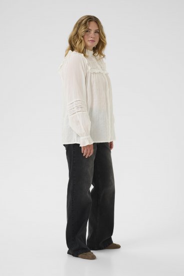 Kaffe Curve Jessa Shirt Long Sleeve White - Blouseshirts - 
