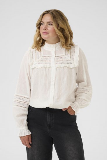 Kaffe Curve Jessa Shirt Long Sleeve White - Blouseshirts - 