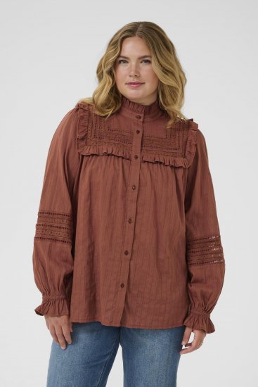 Kaffe Curve Jessa Shirt Henna Brown - Blouses & tunieken - 