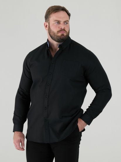 D555 Richard Oxford Overhemd Met Lange Mouwen TALL Zwart - TALL hemden - 
