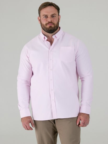 D555 Richard Oxford Overhemd Met Lange Mouwen TALL Roze - TALL hemden - 