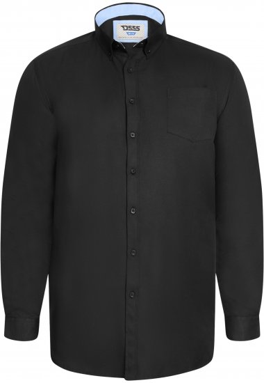 D555 Richard Oxford Overhemd Met Lange Mouwen TALL Zwart - TALL hemden - 
