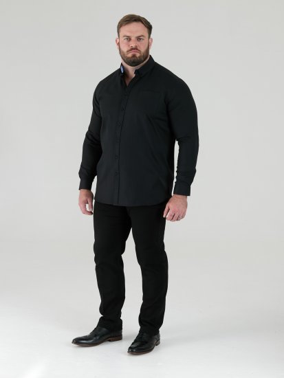 D555 Richard Oxford Overhemd Met Lange Mouwen TALL Zwart - TALL hemden - 