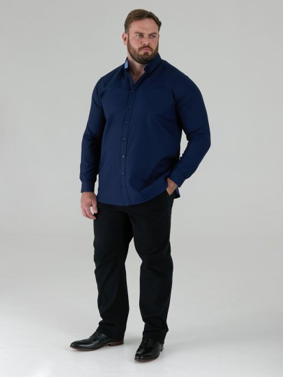 D555 Richard Oxford Overhemd Met Lange Mouwen TALL Navy - TALL hemden - 