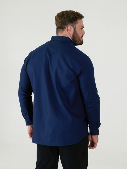 D555 Richard Oxford Overhemd Met Lange Mouwen TALL Navy - TALL hemden - 