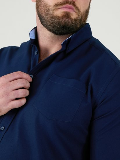 D555 Richard Oxford Overhemd Met Lange Mouwen TALL Navy - TALL hemden - 