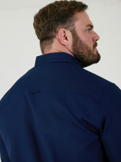D555 Richard Oxford Overhemd Met Lange Mouwen TALL Navy - TALL hemden - 
