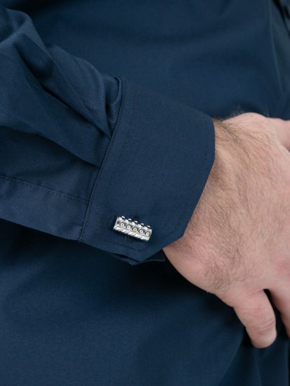 D555 Oliver Vlekbestendig Strijkvrij Stretch Overhemd Met Lange Mouwen Navy - Hemden - Overhemden Grote Maten Heren