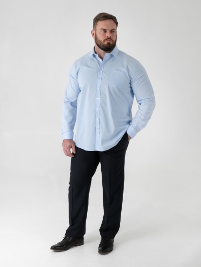 D555 Oliver Vlekbestendig Strijkvrij Stretch Overhemd Met Lange Mouwen Lichtblauw - Hemden - Overhemden Grote Maten Heren