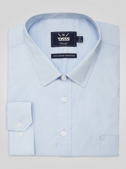 D555 Oliver Vlekbestendig Strijkvrij Stretch Overhemd Met Lange Mouwen Lichtblauw - Hemden - Overhemden Grote Maten Heren