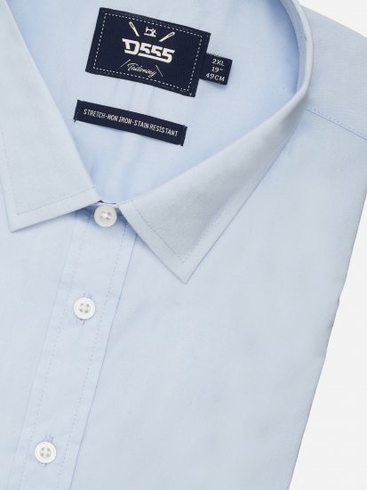 D555 Oliver Vlekbestendig Strijkvrij Stretch Overhemd Met Lange Mouwen Lichtblauw - Hemden - Overhemden Grote Maten Heren