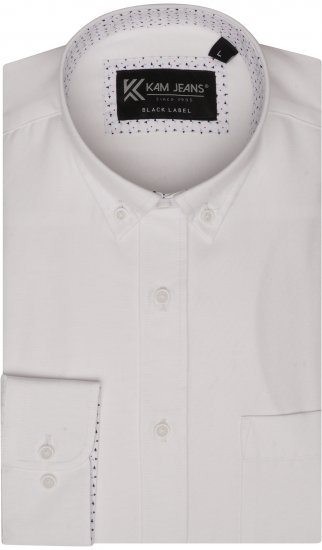 Kam Jeans P020 Premium Long sleeve Oxford Shirt White - Hemden - Overhemden Grote Maten Heren