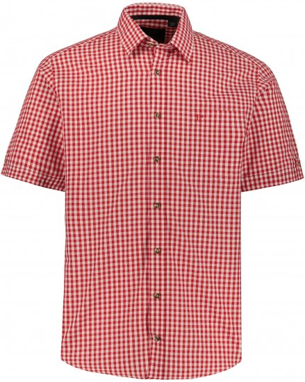 JP1880 Shirt Traditional Checked Short Sleeve Red - Hemden - Overhemden Grote Maten Heren