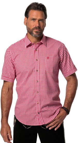 JP1880 Shirt Traditional Checked Short Sleeve Red - Hemden - Overhemden Grote Maten Heren