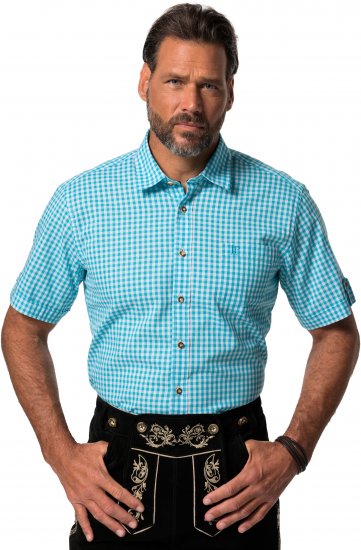 JP1880 Shirt Traditional Short Sleeve Turquoise - Hemden - Overhemden Grote Maten Heren