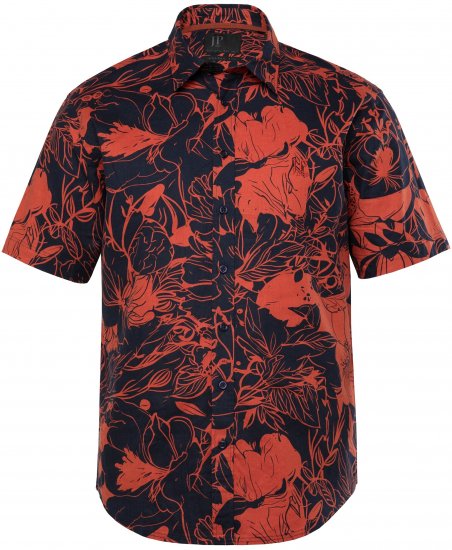JP1880 Shirt Short Sleeve Linen Blend Red - Hemden - Overhemden Grote Maten Heren