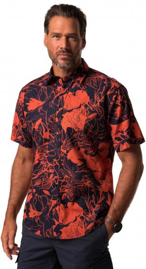 JP1880 Shirt Short Sleeve Linen Blend Red - Hemden - Overhemden Grote Maten Heren