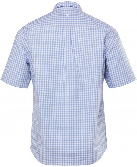 JP1880 Shirt Traditional Short Sleeve Checked Light Blue - Hemden - Overhemden Grote Maten Heren