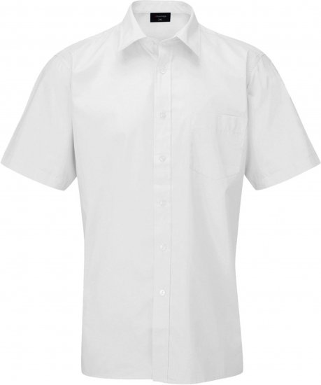 Espionage SH147 Short Sleeve Plain Collar Shirt White - Shirts met korte mouwen - Grote Maten Overhemden Korte Mouw