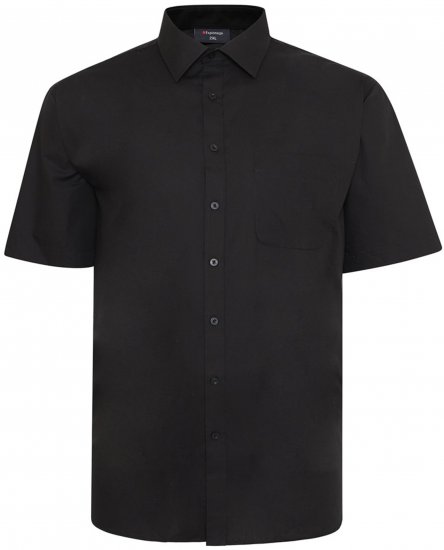 Espionage SH147 Plain Collar Short Sleeve Shirt Black - Shirts met korte mouwen - Grote Maten Overhemden Korte Mouw