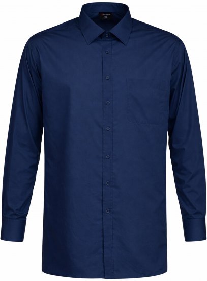 Espionage SH151 Plain Collar Long Sleeve Shirt Navy - Hemden - Overhemden Grote Maten Heren