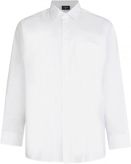 Espionage SH151 Long Sleeve Plain Collar Shirt White - Hemden - Overhemden Grote Maten Heren