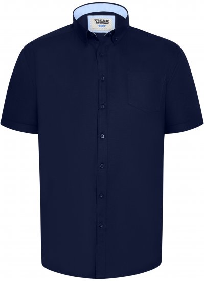 D555 James Oxford Overhemd Met Korte Mouwen TALL Navy - TALL hemden - 