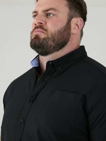 D555 James Oxford Overhemd Met Korte Mouwen TALL Zwart - TALL hemden - 