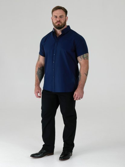 D555 James Oxford Overhemd Met Korte Mouwen TALL Navy - TALL hemden - 