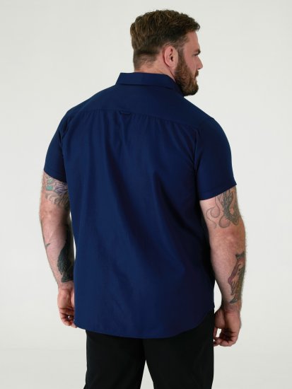 D555 James Oxford Overhemd Met Korte Mouwen TALL Navy - TALL hemden - 