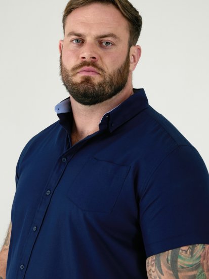D555 James Oxford Overhemd Met Korte Mouwen TALL Navy - TALL hemden - 