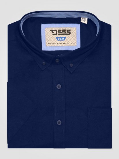 D555 James Oxford Overhemd Met Korte Mouwen TALL Navy - TALL hemden - 