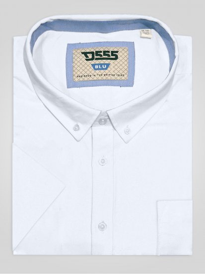 D555 James Oxford Overhemd Met Korte Mouwen TALL Wit - TALL hemden - 