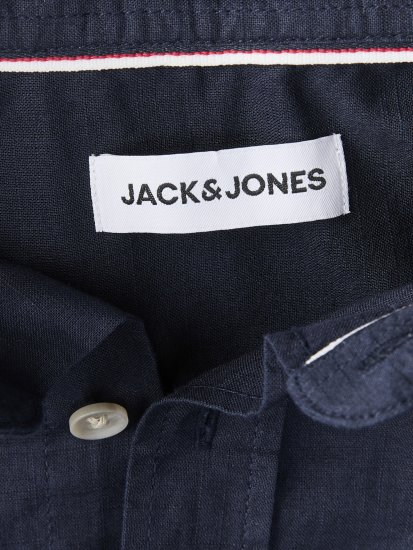 Jack & Jones Henry Slub Short Sleeve Navy - Hemden - Overhemden Grote Maten Heren