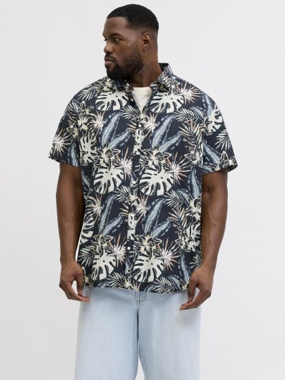 Jack & Jones Honolulu Short Sleeve Resort Shirt Black - Hemden - Overhemden Grote Maten Heren