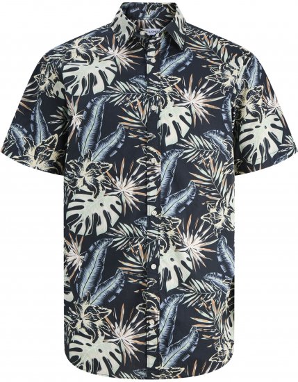 Jack & Jones Honolulu Short Sleeve Resort Shirt Black - Hemden - Overhemden Grote Maten Heren