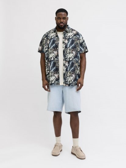Jack & Jones Honolulu Short Sleeve Resort Shirt Black - Hemden - Overhemden Grote Maten Heren