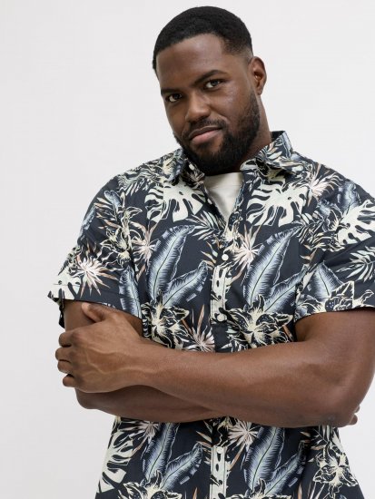 Jack & Jones Honolulu Short Sleeve Resort Shirt Black - Hemden - Overhemden Grote Maten Heren