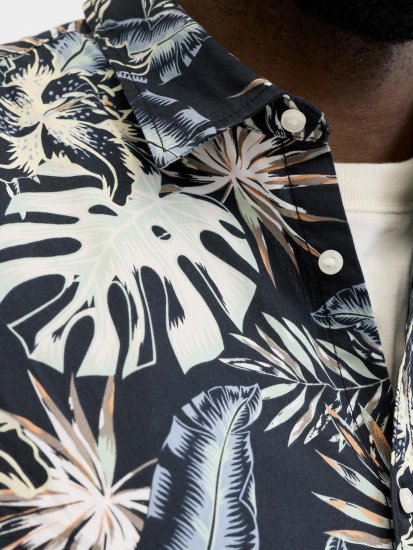 Jack & Jones Honolulu Short Sleeve Resort Shirt Black - Hemden - Overhemden Grote Maten Heren