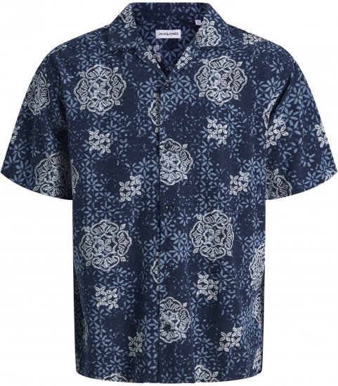 Jack & Jones Alfredo Shirt Short Sleeve Blue - Shirts met korte mouwen - Grote Maten Overhemden Korte Mouw