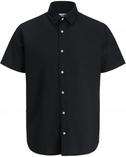 Jack & Jones Breeze Linen Short Sleeve Shirt Black - Hemden - Overhemden Grote Maten Heren